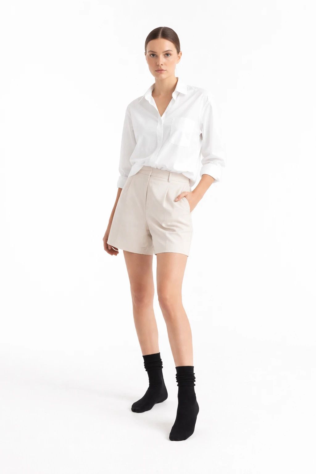 Chaussettes Premium Soft Touch en Coton Pur - Noir détail — Yuko B.