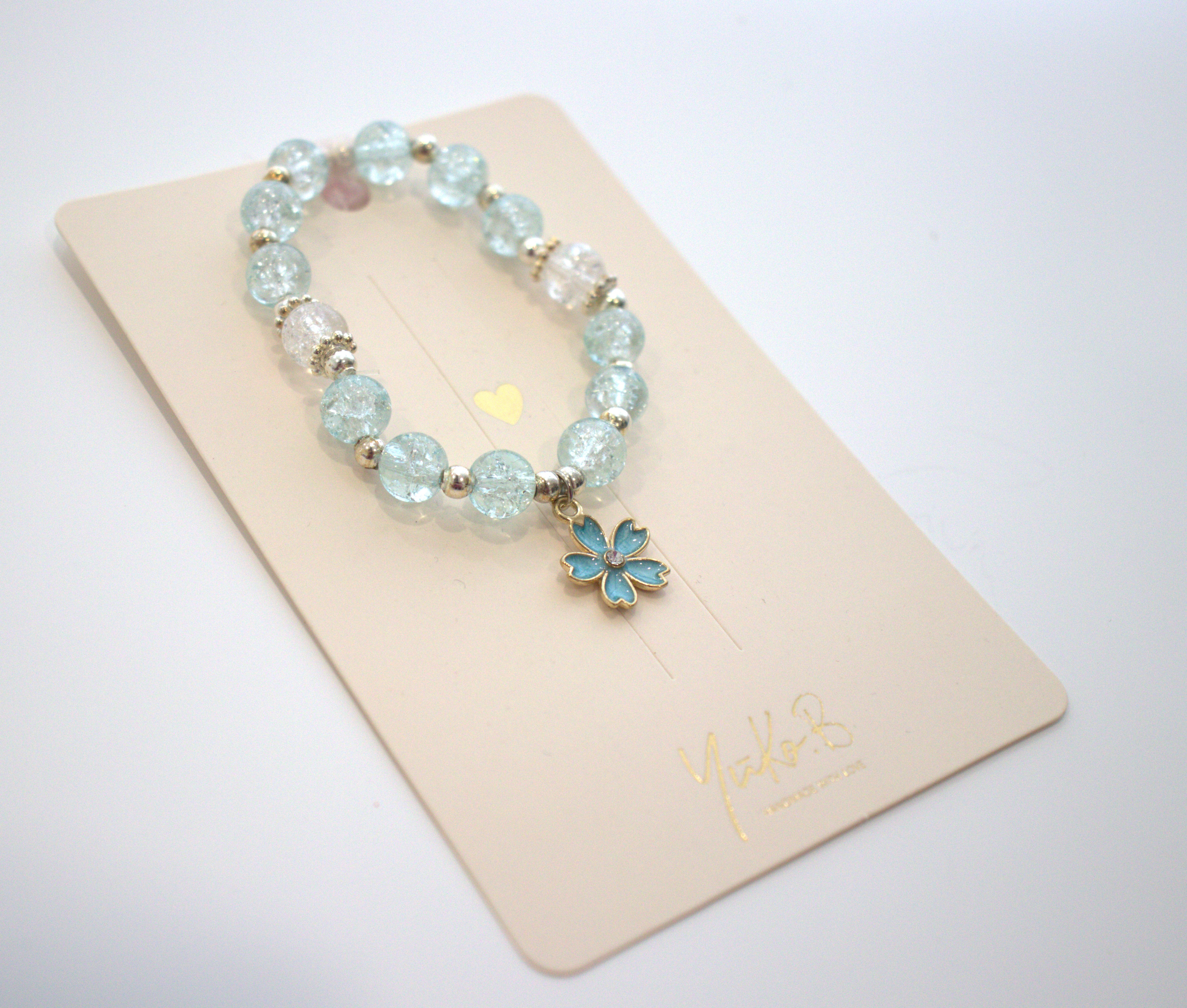 Bracelet de perles - Pivoine bleu - Yuko B.