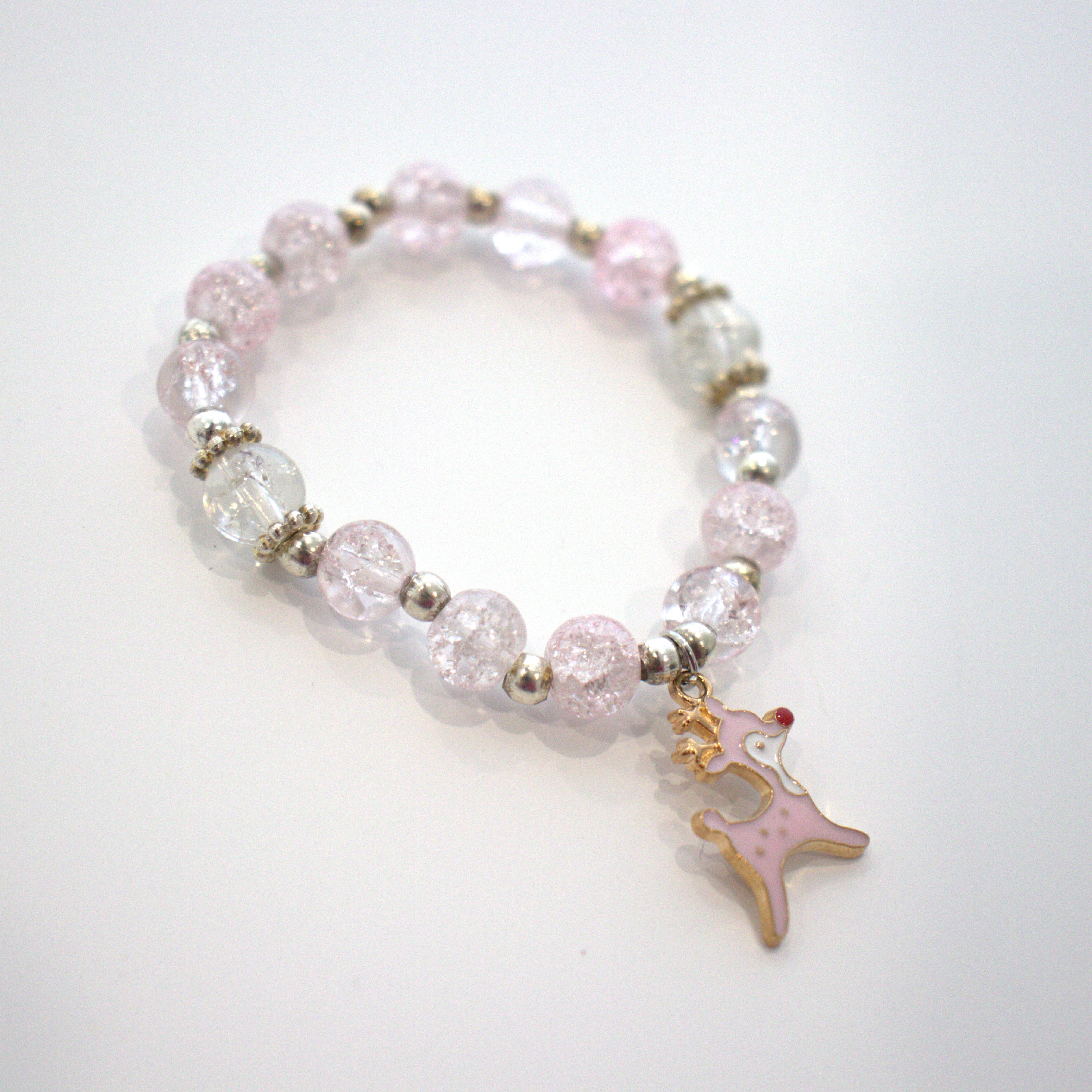 Bracelet de perles roses pour enfants - Biche - Yuko B.