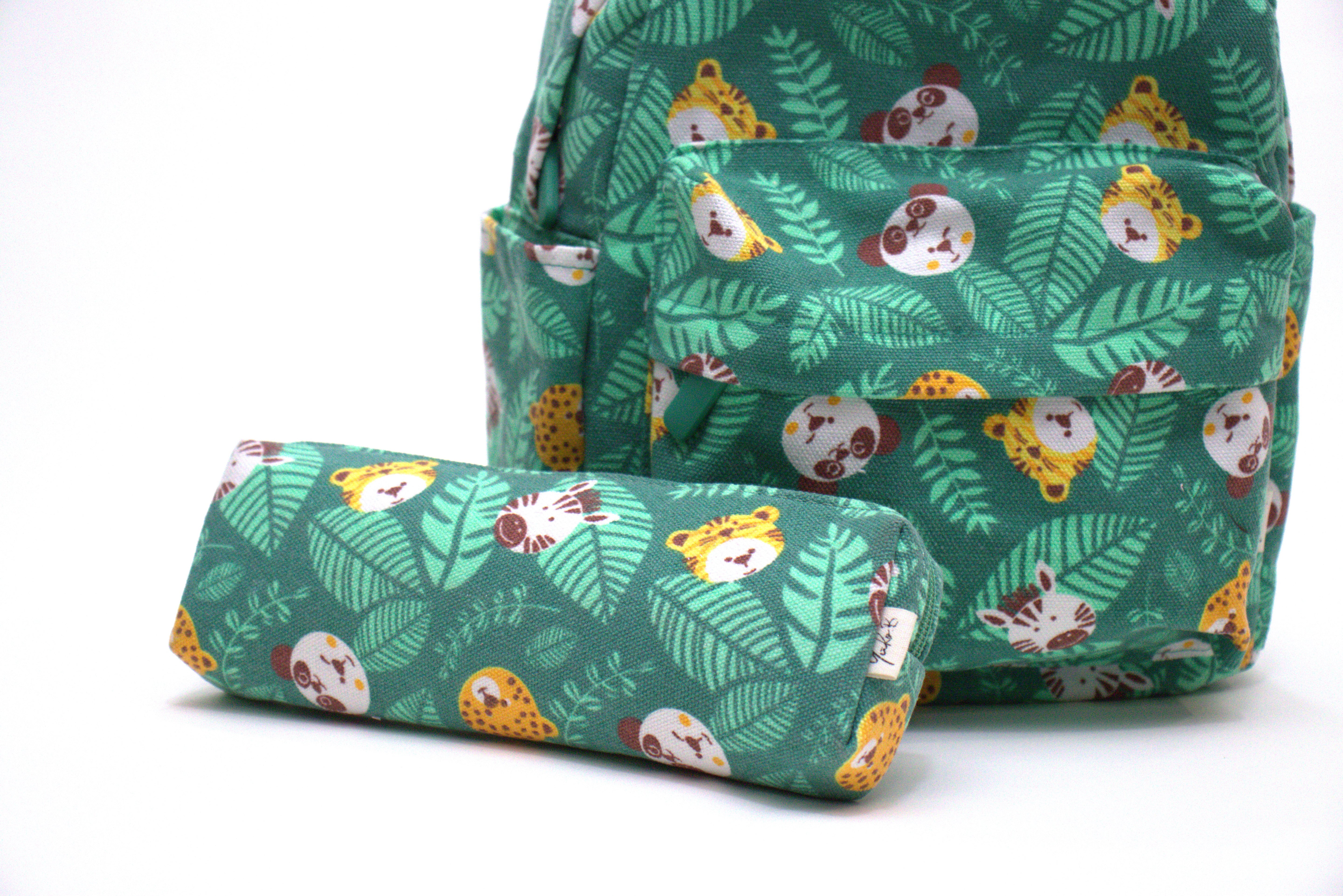 Ensemble Sac à dos + Trousse - Jungle Carnival - Vert - Yuko B.