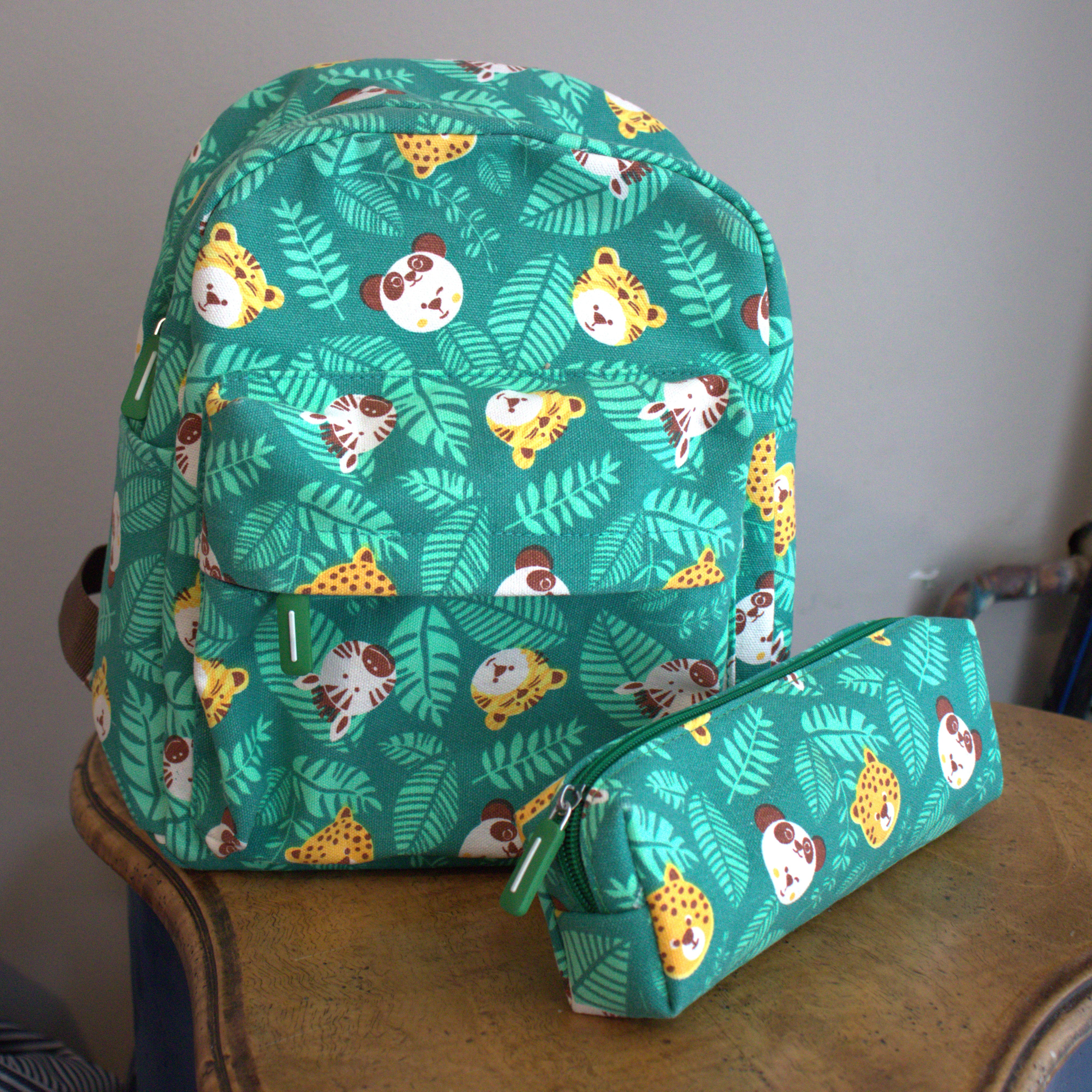 Ensemble Sac à dos + Trousse - Jungle Carnival - Vert - Yuko B.