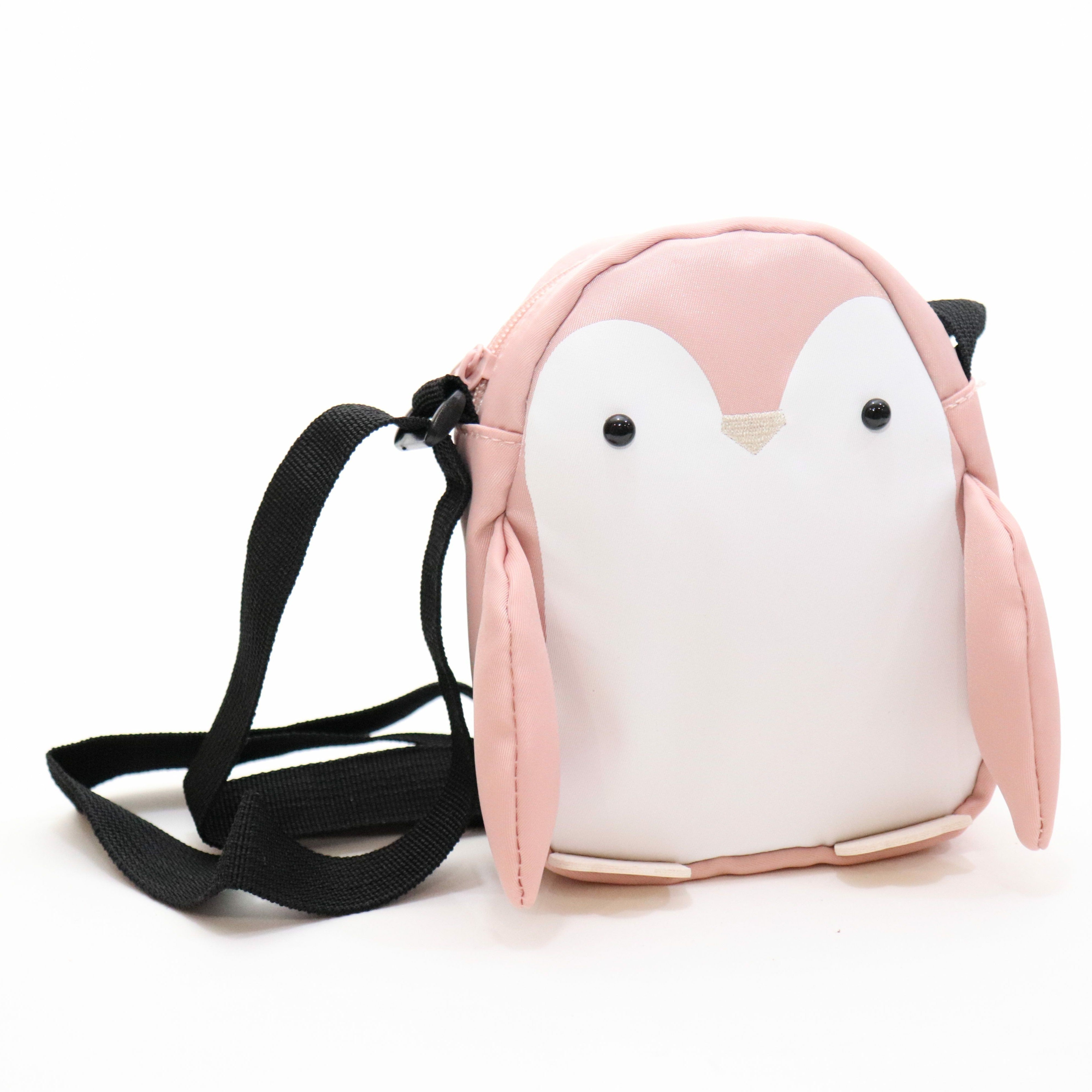 Sac bandoulière enfant - Miyu le pinguin Rose - Yuko B.