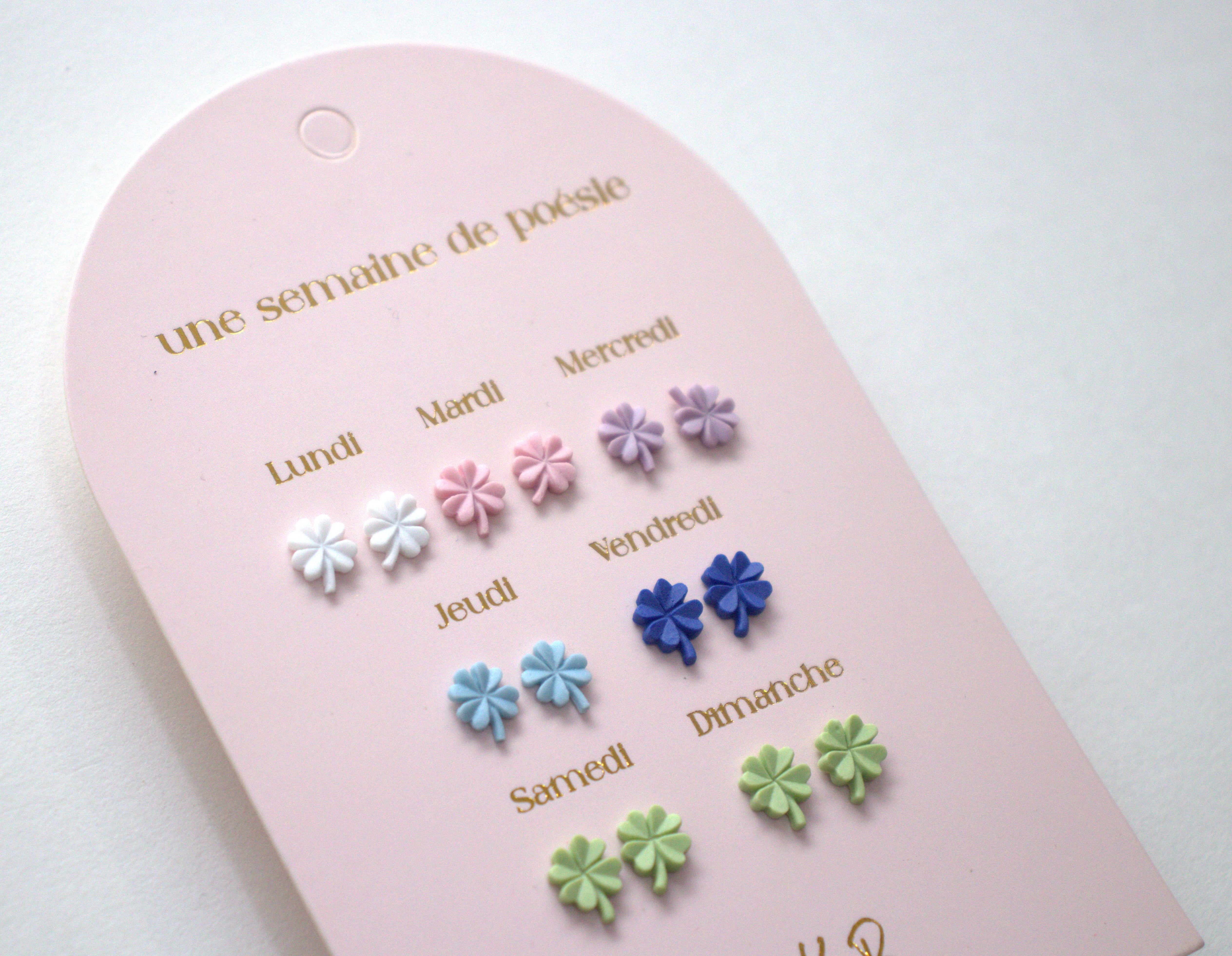 7 paires de boucles d'oreilles sans Nickel - Une semaine de poésie Chance - Yuko B.