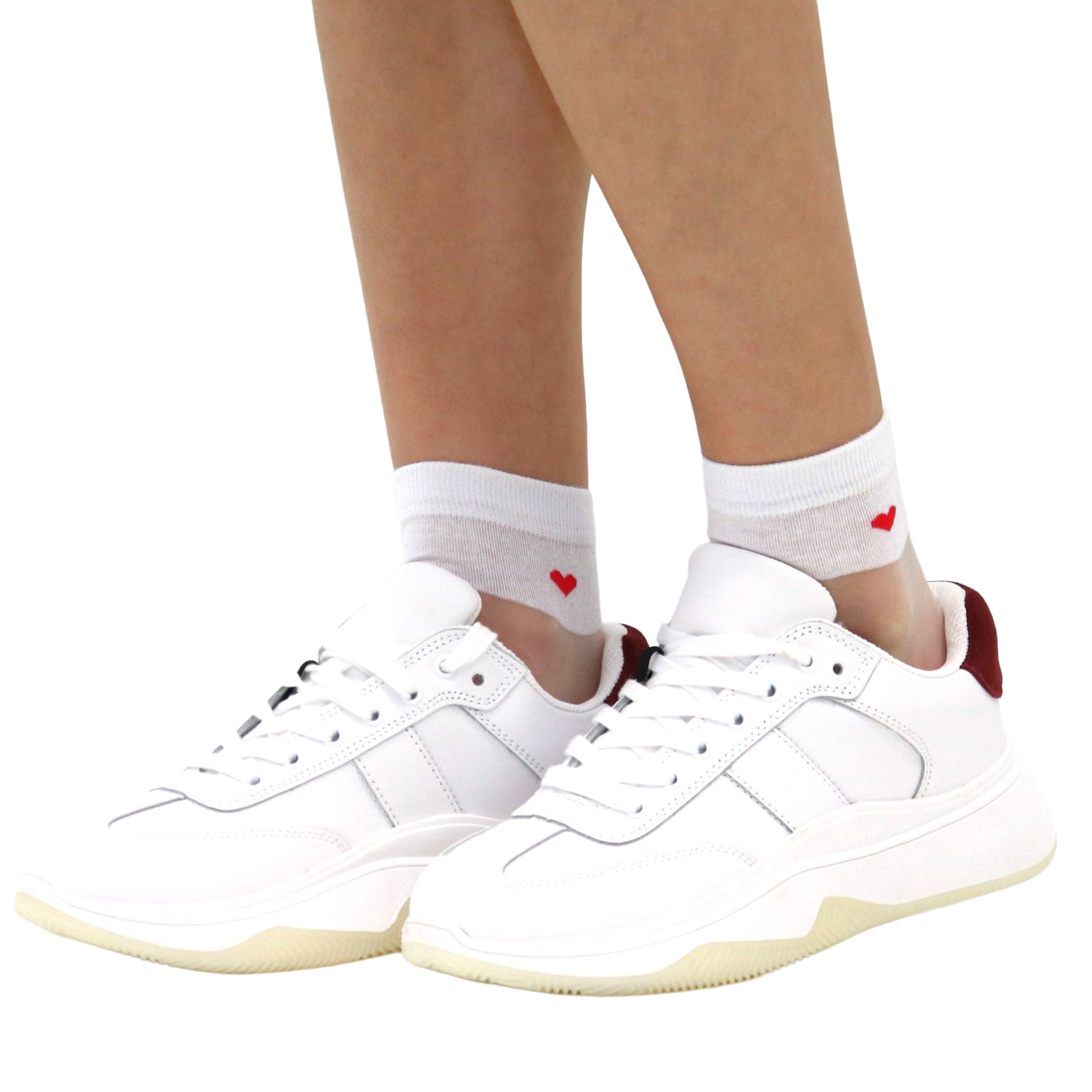 Chaussettes en voile resistant - Be my Valentine - White vue de face — Yuko B.