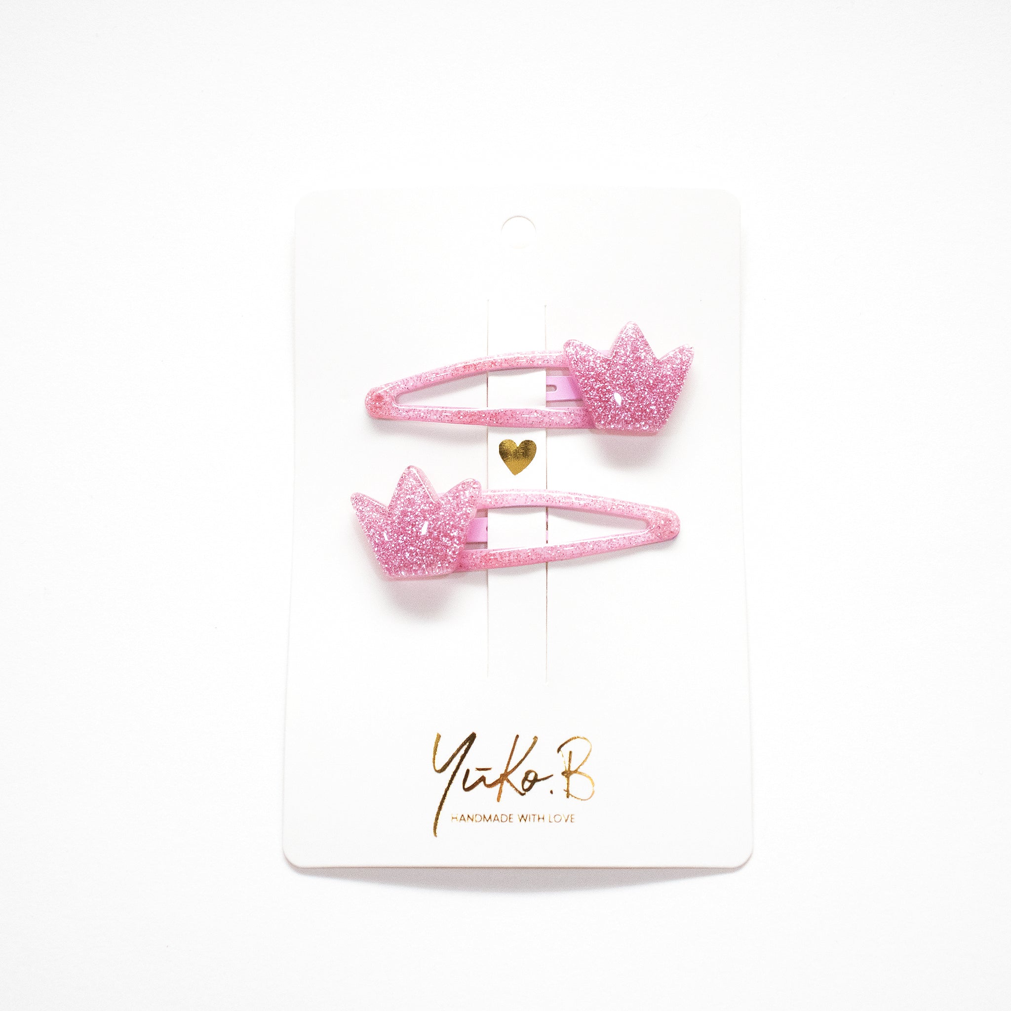 Duo Barrettes Premium Enfant - Sparkle Royal Pink vue de face — Yuko B.