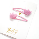 Duo Barrettes Premium Enfant - Sparkle Royal Pink détail — Yuko B.