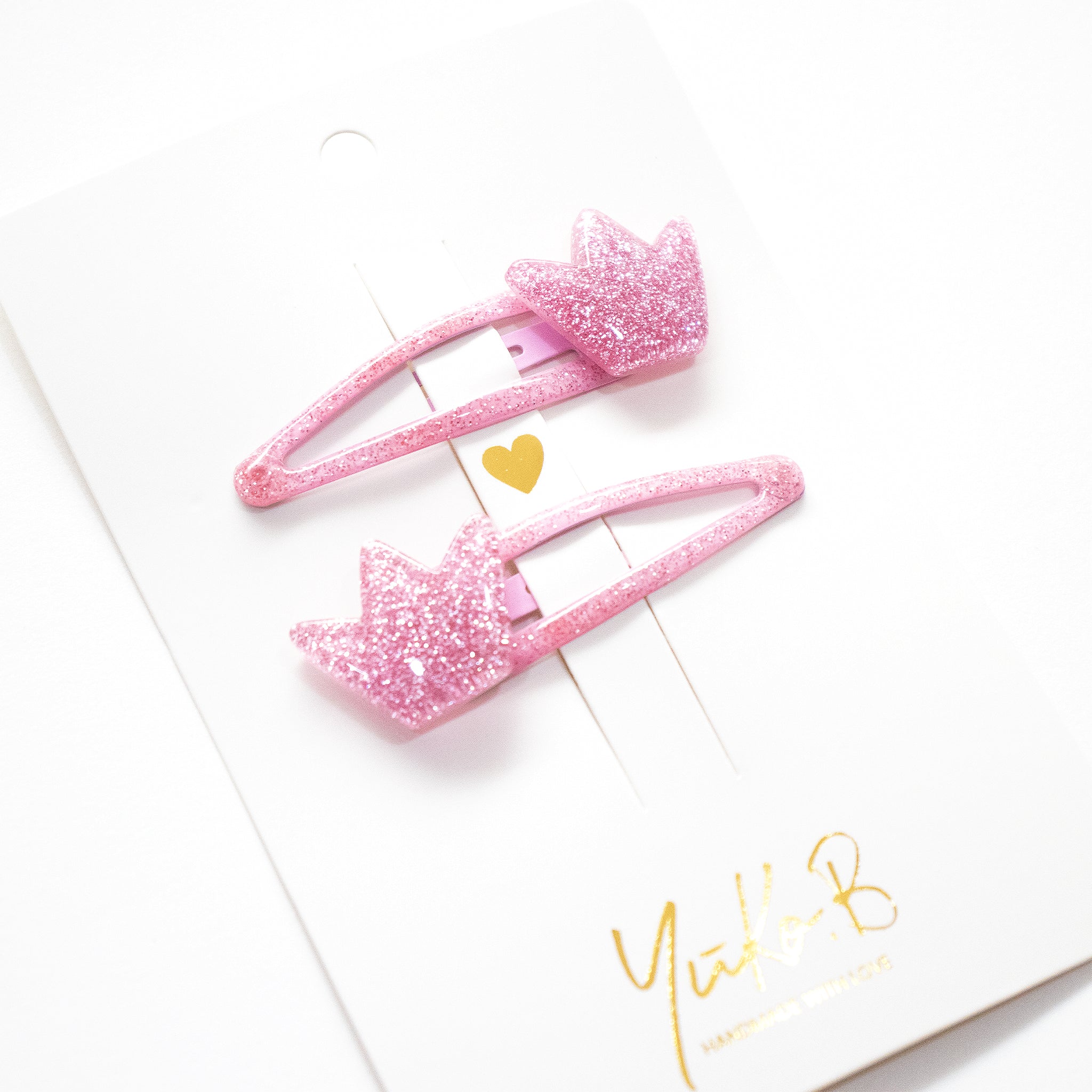 Duo Barrettes Premium Enfant - Sparkle Royal Pink vue de côté — Yuko B.