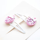 Duo Barrettes Premium Enfant - Sparkle Eclats de Fraises vue de côté — Yuko B.
