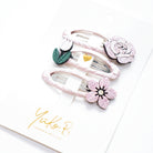 Trio Barrettes Premium Enfant - Fleurs vue de côté — Yuko B.