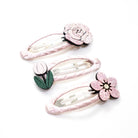 Trio Barrettes Premium Enfant - Fleurs zoom matière — Yuko B.