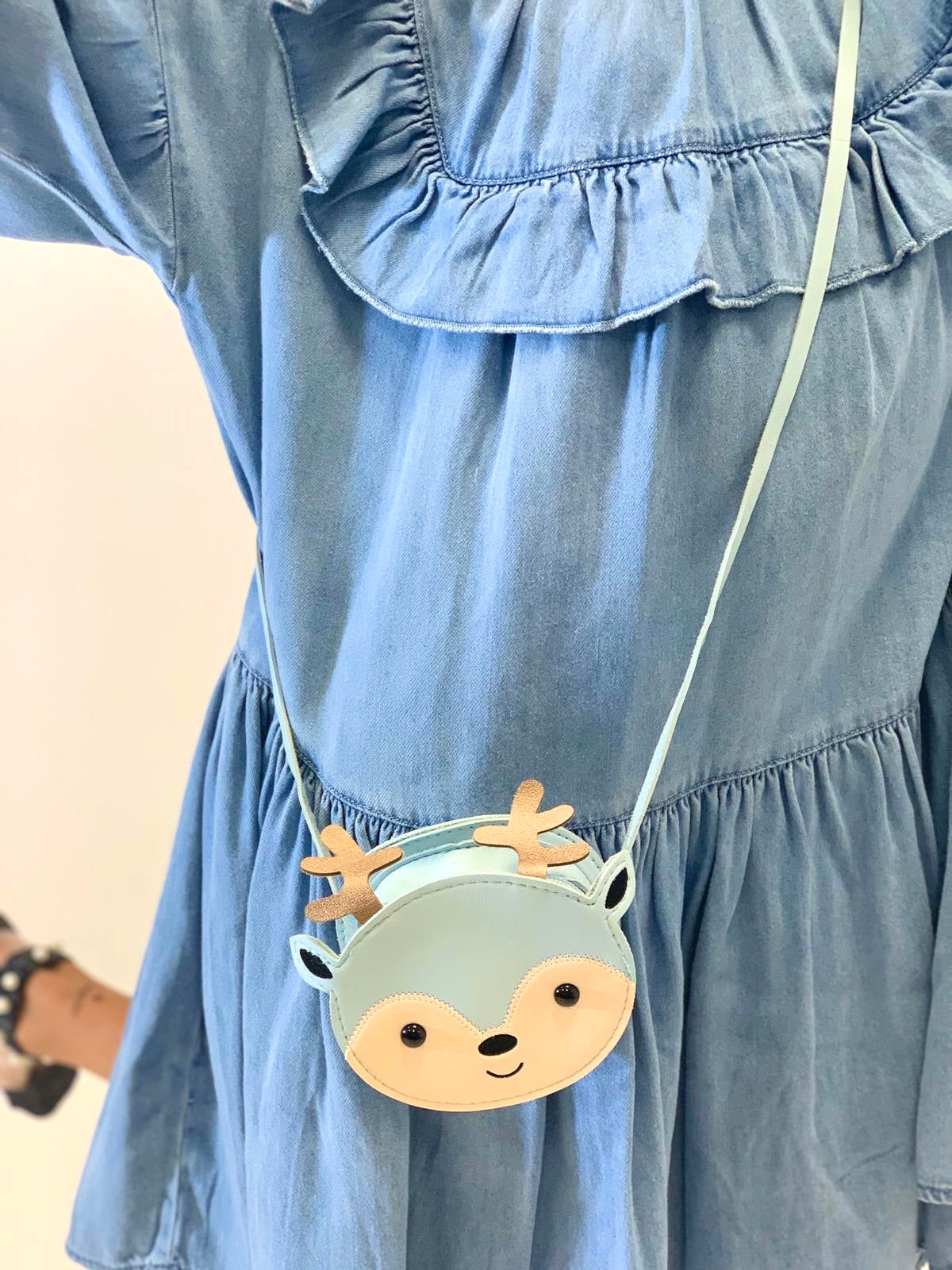 Sac bandoulière enfant - Shoo le petit Rennes bleu - Yuko B.