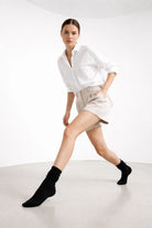 Chaussettes Premium Soft Touch en Coton Pur - Noir ouvert — Yuko B.
