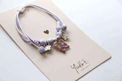 Bracelet en cordon pour enfants - Butterfly Mauve - Yuko B.