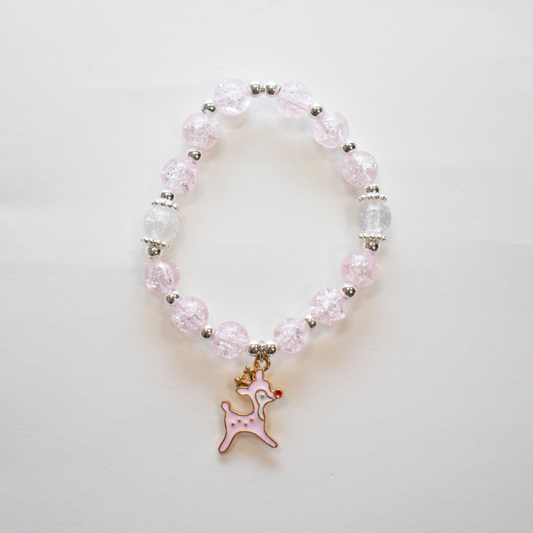 Bracelet de perles roses pour enfants - Biche - Yuko B.