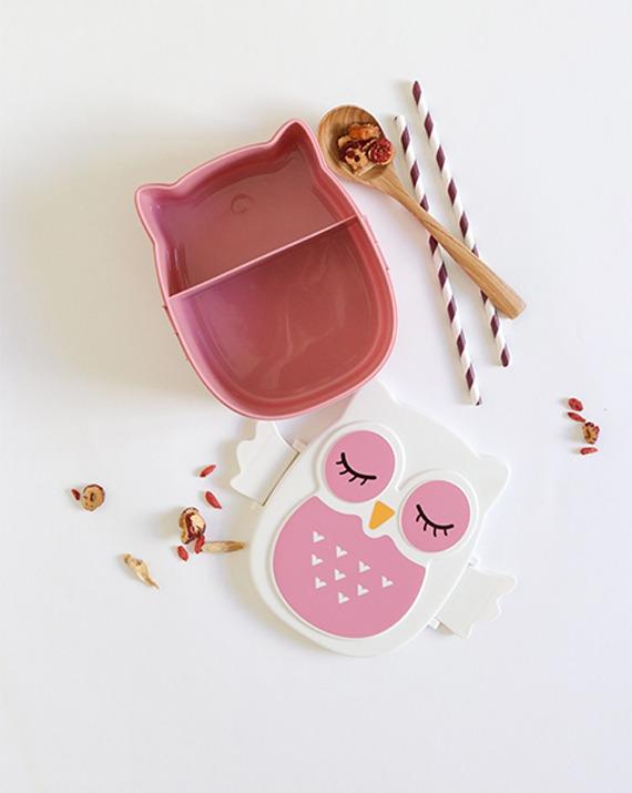 Boite à gouter - Lunchbox hemetique & sans BPA - Chouette Rose - Yuko B.