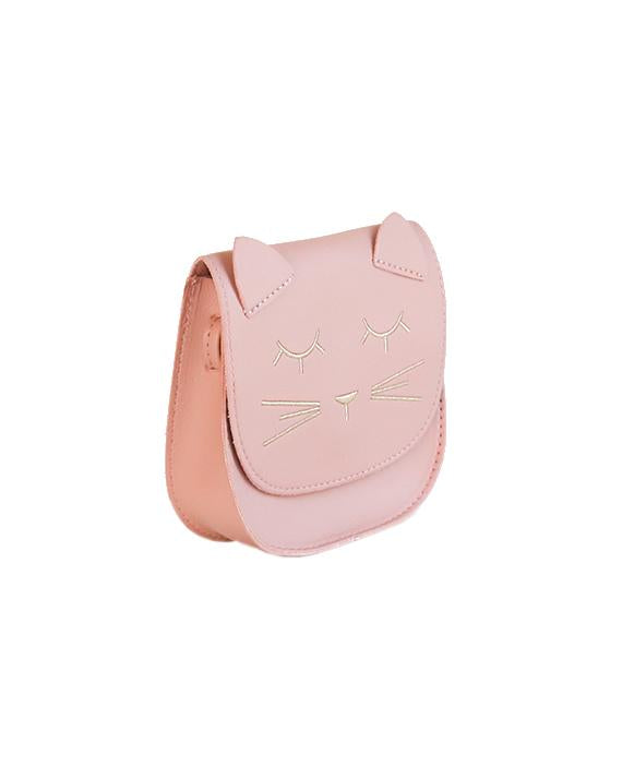 Sac bandoulière enfant - Mina le chat minimaliste Rose - Yuko B.